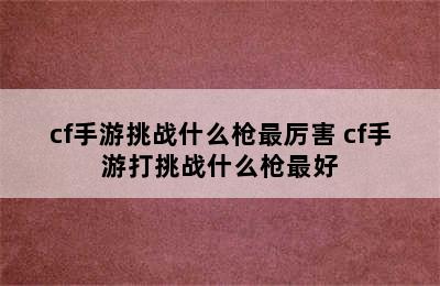 cf手游挑战什么枪最厉害 cf手游打挑战什么枪最好